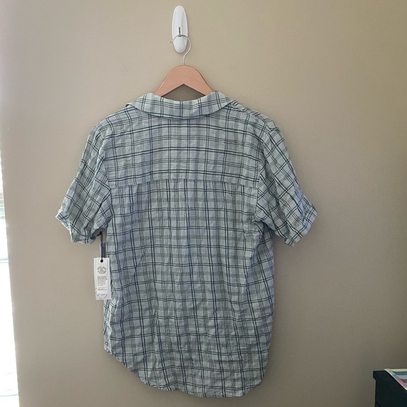 NWT Treasure & Bond Stella Green Plaid Short Sleeve Button Down Top - Picture 2 of 5